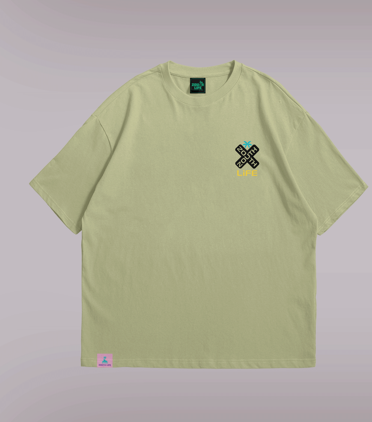 Vista trasera camiseta oversize diseño estampado shokito frontal