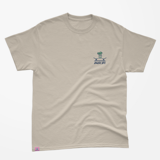 Parte delantera de la camiseta Skate popeye de Zouth Life, algodón de 190 gramos color beige