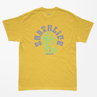 camiseta cactus color amarilla de zouth life con estampado espalda