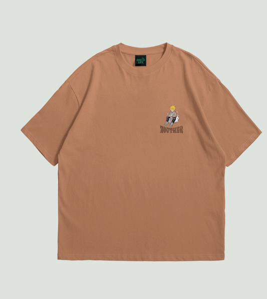 Camiseta oversize color tostado con microprint frontal ZOUTHER, Zouth Life Goku