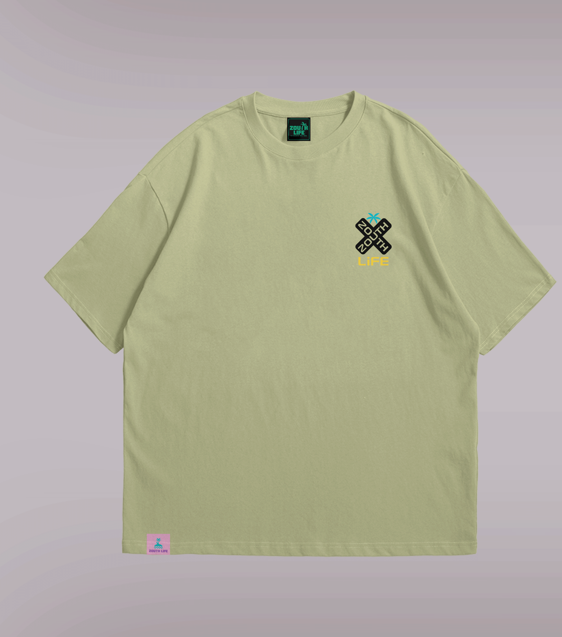 Vista trasera camiseta oversize diseño estampado shokito frontal