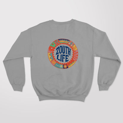 Sudadera cuello redondo gris Zouth Life con diseño tribal Maorí de gran detalle espalda