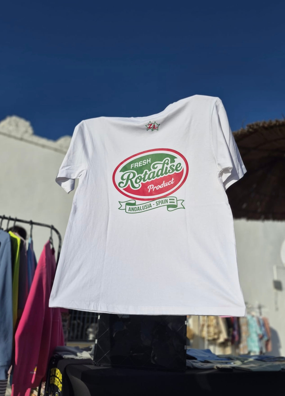 Camiseta oversize blanca ROTADISE 240g Zouth Life streetwear andaluz